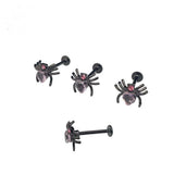 Stainless Steel Spider Lip Piercing Stud Labret CZ Body Piercing Jewelry 16g
