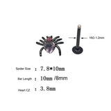 Stainless Steel Spider Lip Piercing Stud Labret CZ Body Piercing Jewelry 16g