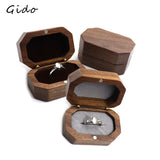Vintage Walnut Jewelry Box Ring Storage Flannel Hand Proposal Ring Box