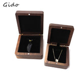Walnut Pendant Packaging Box Flannel Lining Necklace Box