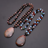 BloodStone Natural Oval Jades Rhodonite Teardrop Agates Beads Pendant Necklace