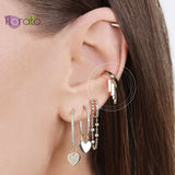 Boho Crystal Ear Cuff Earrings Stackable Tassel Clip Earrings