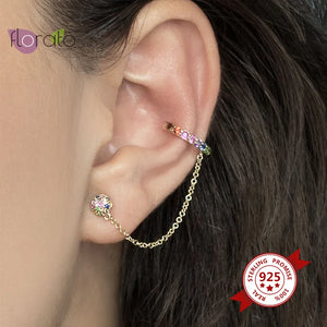 Boho Crystal Ear Cuff Earrings Stackable Tassel Clip Earrings