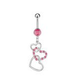 Boho Pink Zircon Belly Button Ring Dangle