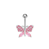 Boho Pink Zircon Belly Button Ring Dangle