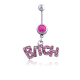 Boho Pink Zircon Belly Button Ring Dangle