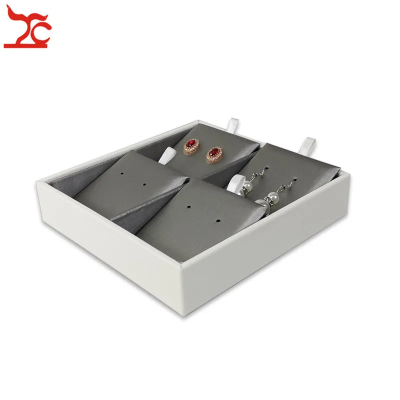 Candy Earring Jewelry Display Tray Portable 4 Grids Stud Accessorie Box 4 Colors