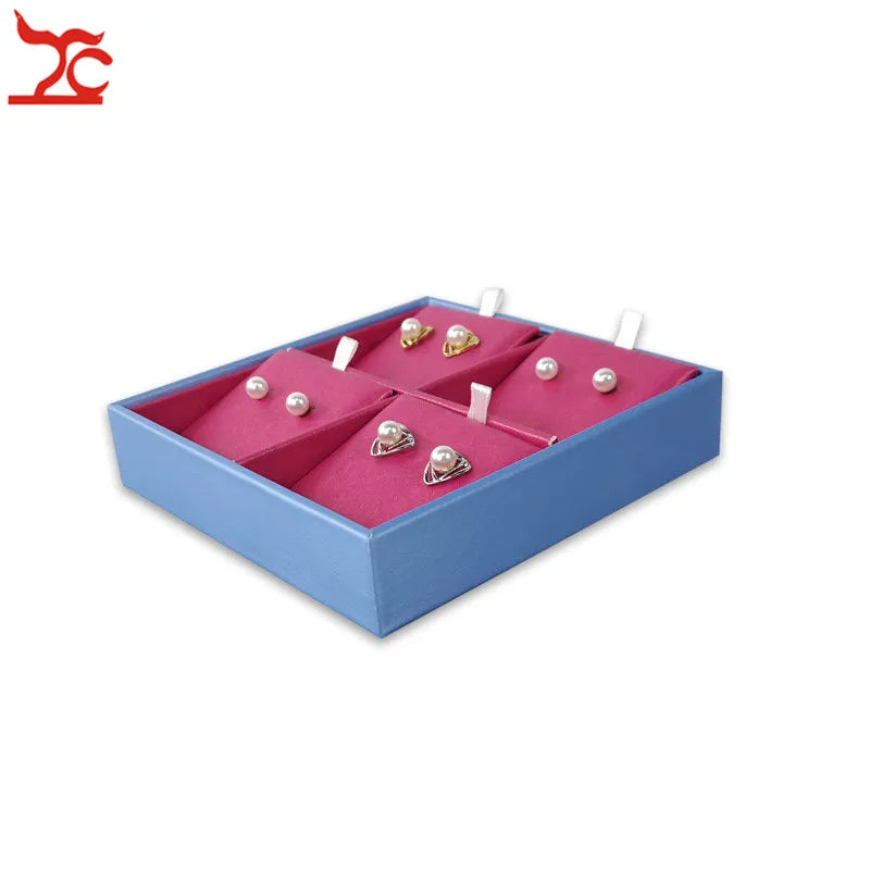 Candy Earring Jewelry Display Tray Portable 4 Grids Stud Accessorie Box 4 Colors