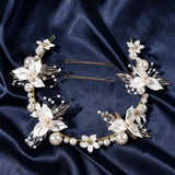 Charming Pearl Rhinestone Hair Jewelry Tiara Bridal Bands Wedding Accessories