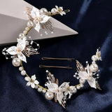 Charming Pearl Rhinestone Hair Jewelry Tiara Bridal Bands Wedding Accessories