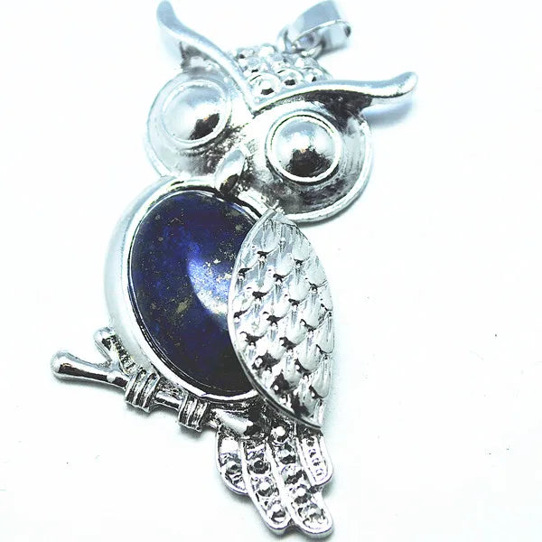 Gemstone Metal Owl Pendants Assorted Set of 4