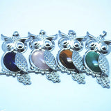 Gemstone Metal Owl Pendants Assorted Set of 4