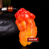 Hand Carved Chinese Colorful Jade Pixiu Pendant Necklace Amulet Luck Men