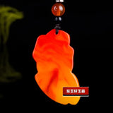 Hand Carved Chinese Colorful Jade Pixiu Pendant Necklace Amulet Luck Men