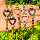Clear Fuchsia Turquoise Zirconia Love Heart Bracelet