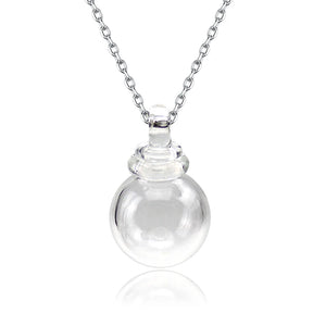 Clear Glass Perfume Ball Pendant Necklace - Make a Wish Keepsake Necklace