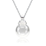 Clear Glass Perfume Ball Pendant Necklace - Make a Wish Keepsake Necklace