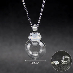 Clear Glass Perfume Ball Pendant Necklace - Make a Wish Keepsake Necklace