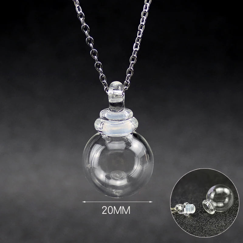 Clear Glass Perfume Ball Pendant Necklace - Make a Wish Keepsake Necklace