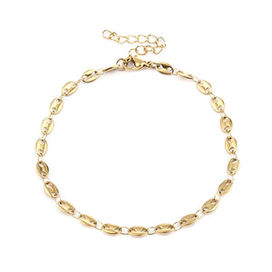 Coffee Bean Chain Stainless Steel Bracelet Anklet 23.5cm