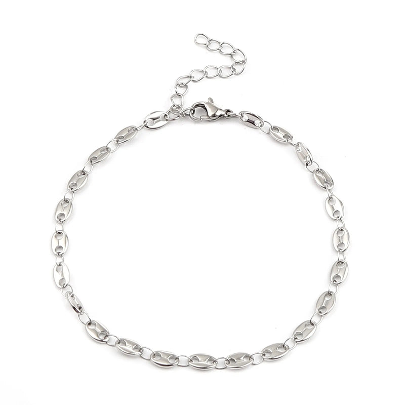 Coffee Bean Chain Stainless Steel Bracelet Anklet 23.5cm