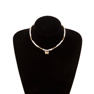 Colorful Bead Butterfly Star Pendant Choker Necklace