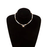 Colorful Bead Butterfly Star Pendant Choker Necklace
