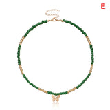 Colorful Bead Butterfly Star Pendant Choker Necklace