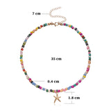 Colorful Bead Butterfly Star Pendant Choker Necklace