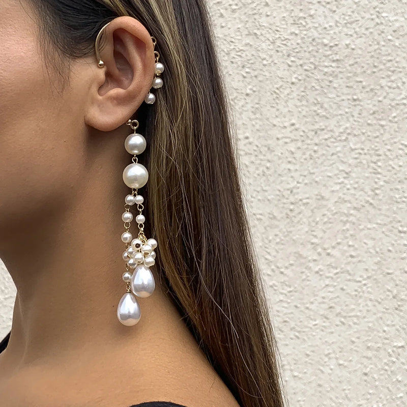 Pearl Tassel Ear Bone Clip Earrings Ear Cuff
