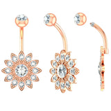 Crown Belly Button Ring 14G Navel Piercing Surgical Steel Crystal Belly Barbell