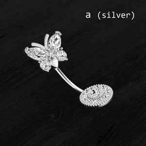 Crown Belly Button Ring 14G Navel Piercing Surgical Steel Crystal Belly Barbell
