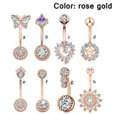 Crown Belly Button Ring 14G Navel Piercing Surgical Steel Crystal Belly Barbell