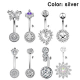 Crown Belly Button Ring 14G Navel Piercing Surgical Steel Crystal Belly Barbell