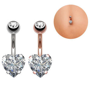 Heart Navel Piercing Sexy Crystal Belly Button Rings Surgical Steel