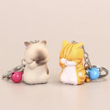 1PC Shy Cat Keychains Chubby Kitten Keyring Bag Ornament Women Jewelry