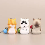 1PC Shy Cat Keychains Chubby Kitten Keyring Bag Ornament Women Jewelry