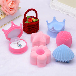 Velvet Jewelry Box Wedding Ring Earrings Necklace Display Holder