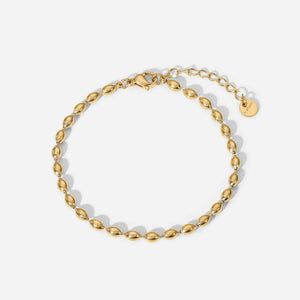 Stainless Steel Oval Beaded Chains Bracelet For Women Girls