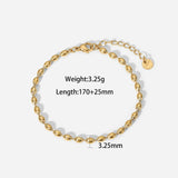 Stainless Steel Oval Beaded Chains Bracelet For Women Girls