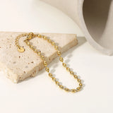 Stainless Steel Oval Beaded Chains Bracelet For Women Girls