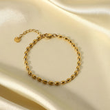 Stainless Steel Oval Beaded Chains Bracelet For Women Girls