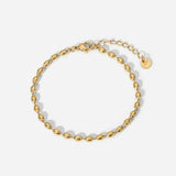 Stainless Steel Oval Beaded Chains Bracelet For Women Girls