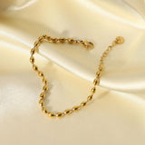 Stainless Steel Oval Beaded Chains Bracelet For Women Girls