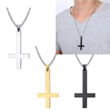 Upside Down Cross Necklace Stainless Steel Pendant Chain 3 Colors