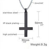 Upside Down Cross Necklace Stainless Steel Pendant Chain 3 Colors