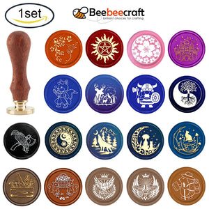 Dog & Cat Wax Seal Stamp 30mm Brass Head Sealing Stamp with Wooden Handle