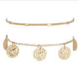 Coin Charm Anklet Double Layer Chain Foot Jewelry Women