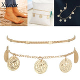 Coin Charm Anklet Double Layer Chain Foot Jewelry Women