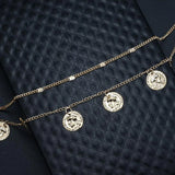 Coin Charm Anklet Double Layer Chain Foot Jewelry Women